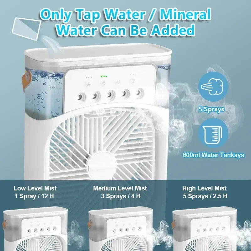 New 3 In 1 Fan AIr Conditioner Household Mini Air Cooler LED