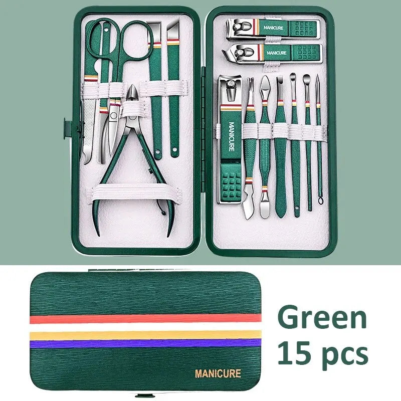 Ouriner 6-18Pcs Portable Manicure Sets Pedicure Kits Bright