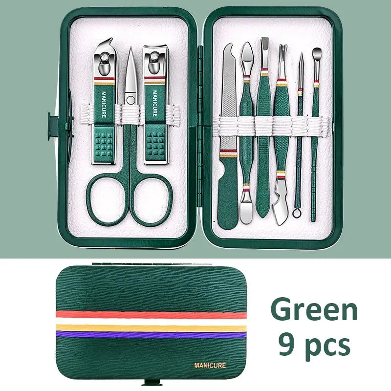 Ouriner 6-18Pcs Portable Manicure Sets Pedicure Kits Bright