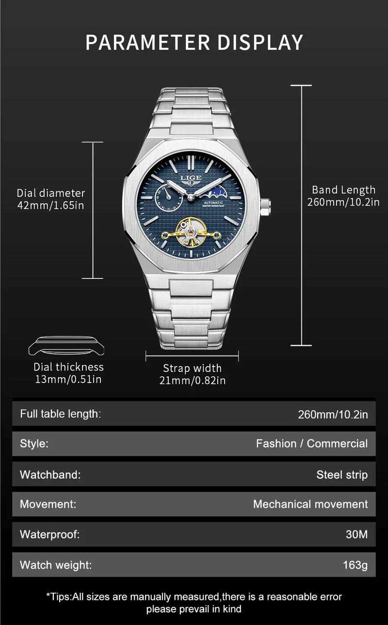Mechanical Watches Men Fashion Luxury Automatic Mens Watch Waterproof Luminous