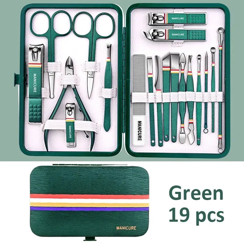 Ouriner 6-18Pcs Portable Manicure Sets Pedicure Kits Bright