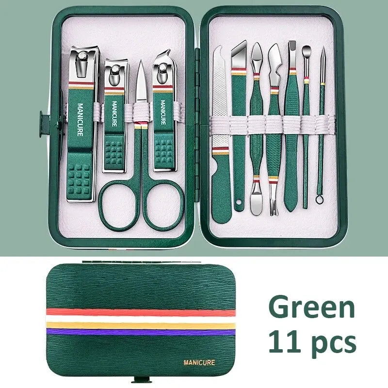 Ouriner 6-18Pcs Portable Manicure Sets Pedicure Kits Bright