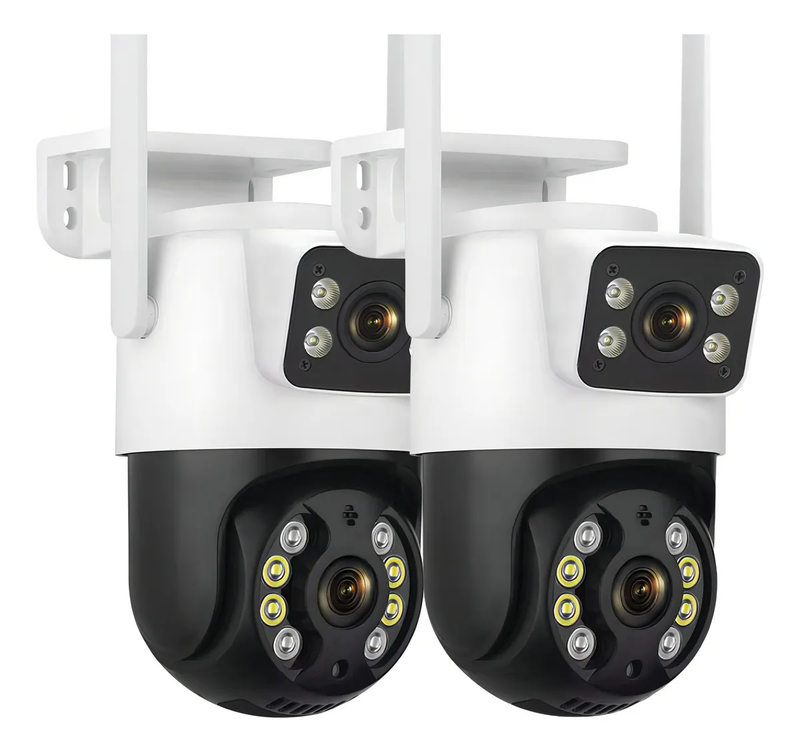 Kit 2 Camera Segurança Ip A31 Prova D'agua Lente Dupla 6mp Cor Preto/branco