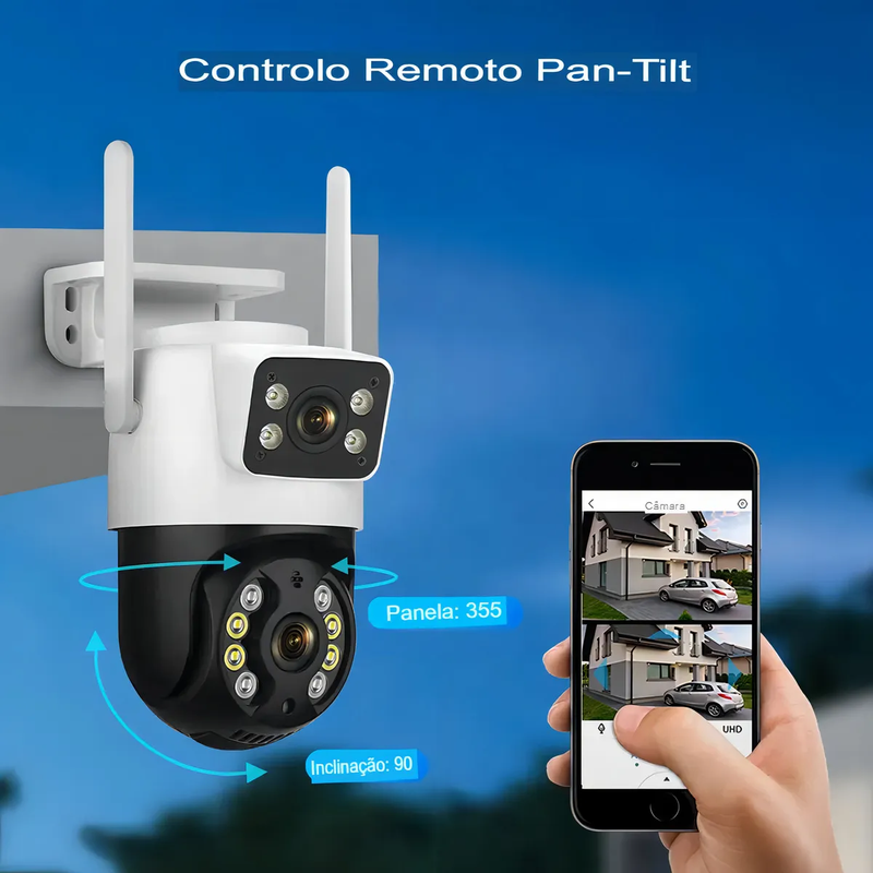 Kit 2 Camera Segurança Ip A31 Prova D'agua Lente Dupla 6mp Cor Preto/branco