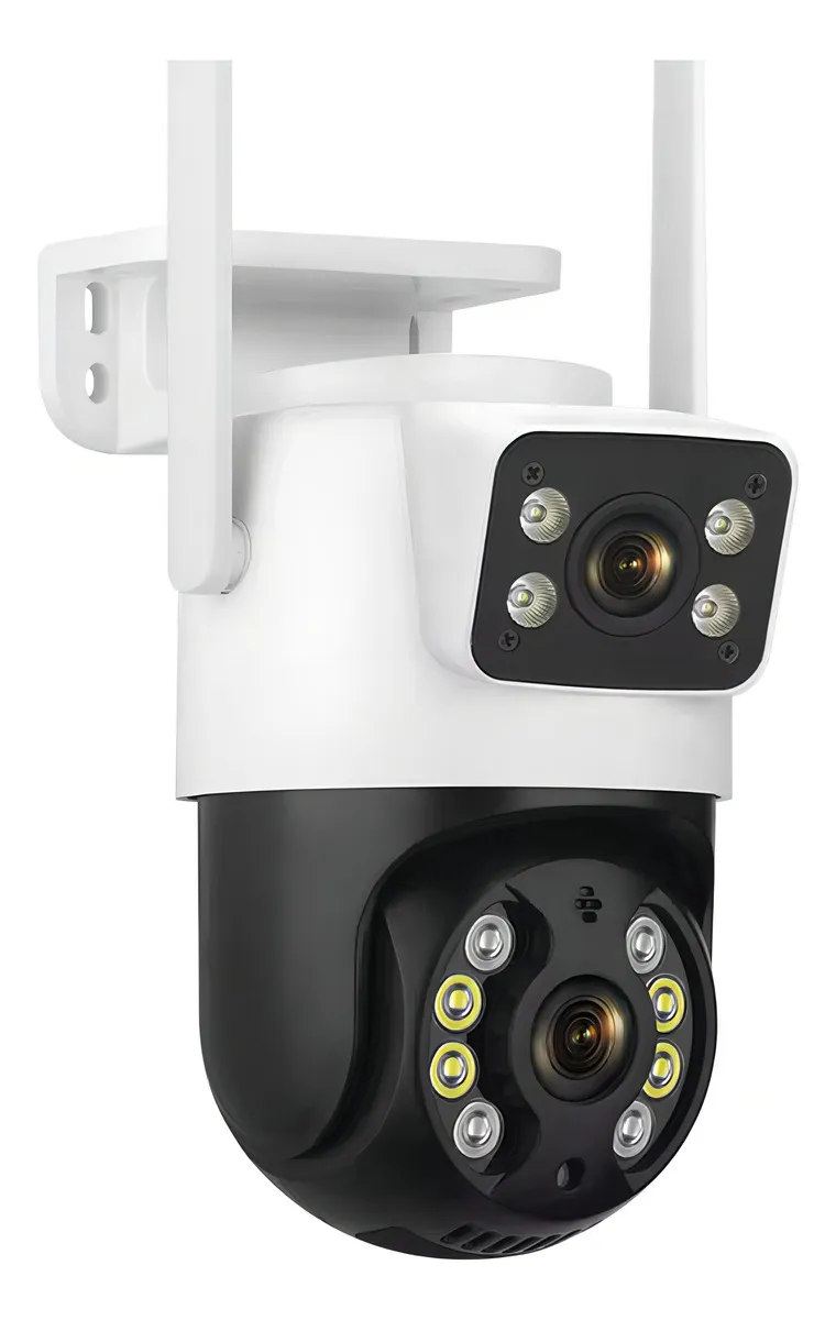 Kit 2 Camera Segurança Ip A31 Prova D'agua Lente Dupla 6mp Cor Preto/branco
