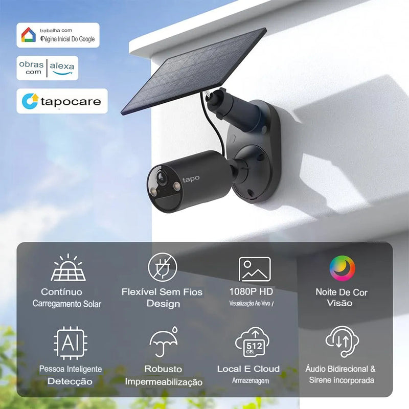 Câmera De Bateria Externa Multlink Solarcam C40 Com Painel Solar